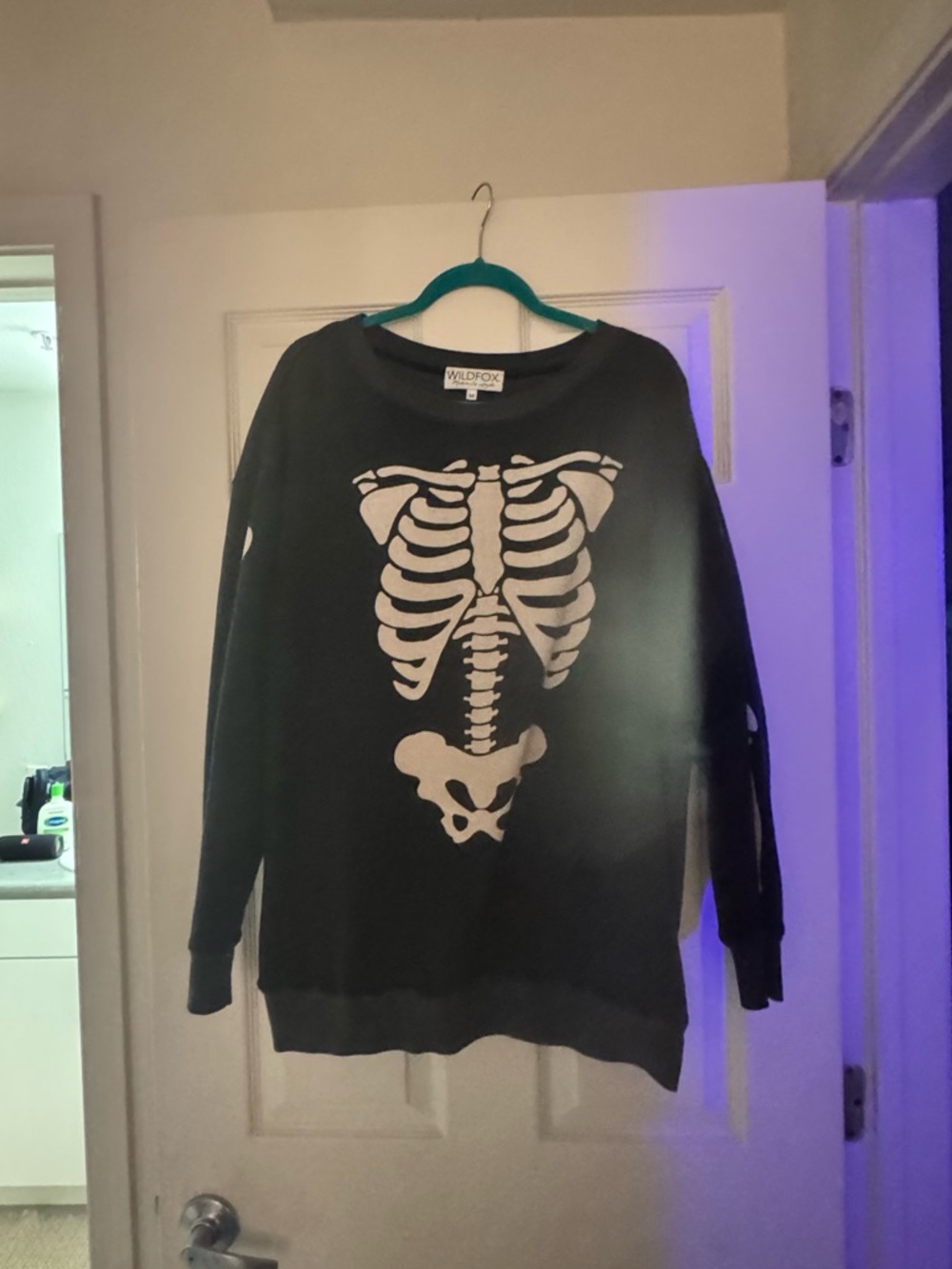 Wildfox Black Sweatshirt with White Skeleton Graphic - Picture 2 of 8